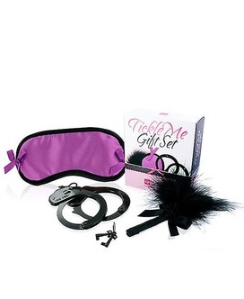 Набір для БДСМ LoversPremium Tickle Me, фіолетовий з чорним, 3 предмети