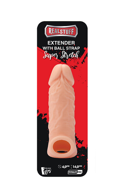 Насадка на пеніс Dream Toys RealStuff з ерекційним кільцем, бежева, 14 х 4 см - Зображення 1