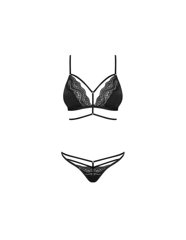 Сексуальний комплект білизни, з декоративними шлейками, чорний, Розмір L / XL - Изображение 3