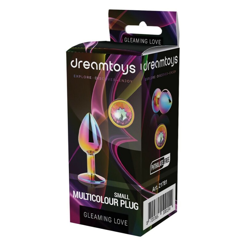 Анальна пробка Dream Toys Gleaming Love з різнокольоровим каменем, райдужна, 7.1 х 2.7 см - Изображение 1