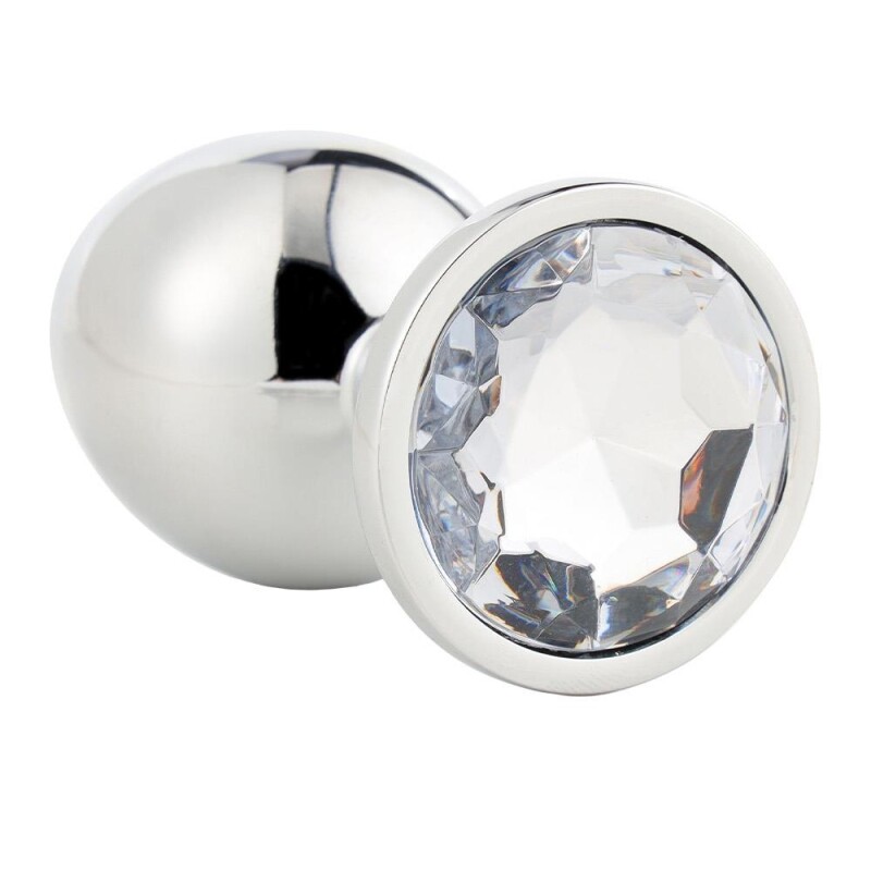 Анальна пробка Dream Toys Gleaming Love з прозорим каменем, срібляста, 7.1 х 2.7 см - Изображение 4