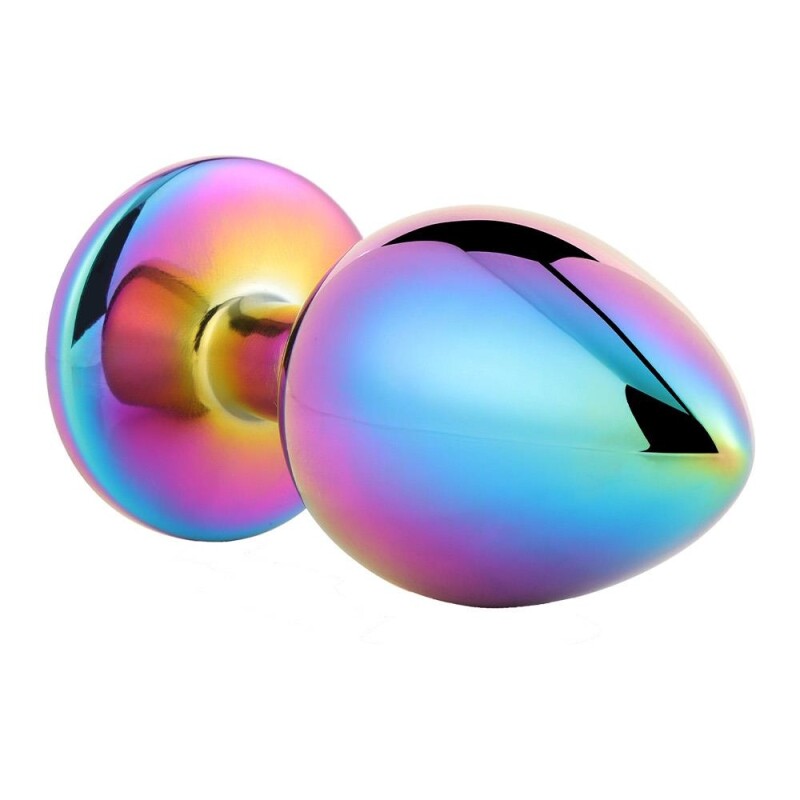 Анальна пробка Dream Toys Gleaming Love з різнокольоровим каменем, райдужна, 7.1 х 2.7 см - Изображение 4
