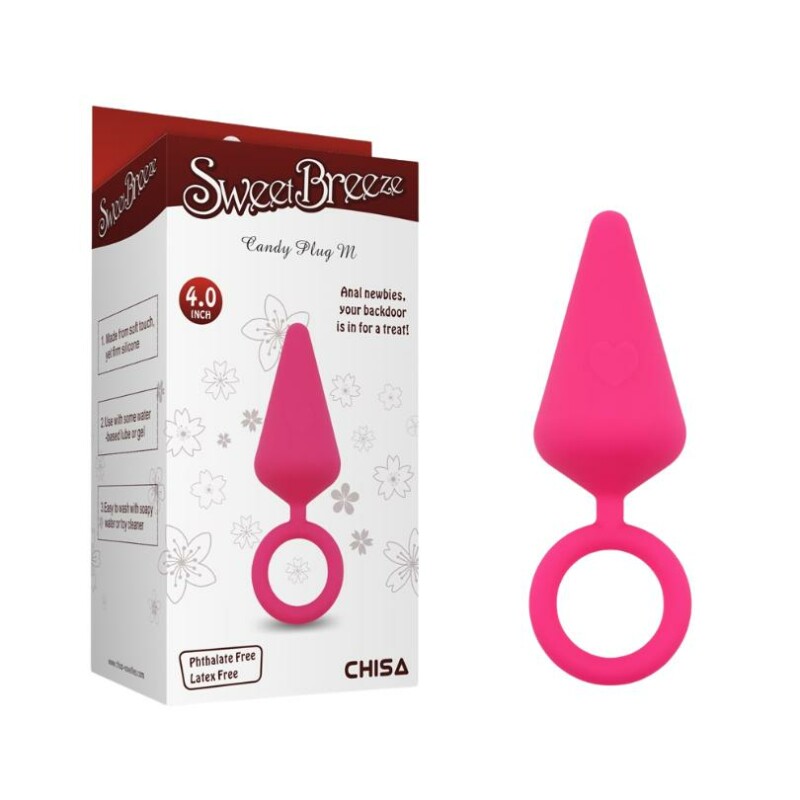 Анальна пробка Candy Plug з кільцем, рожева, M