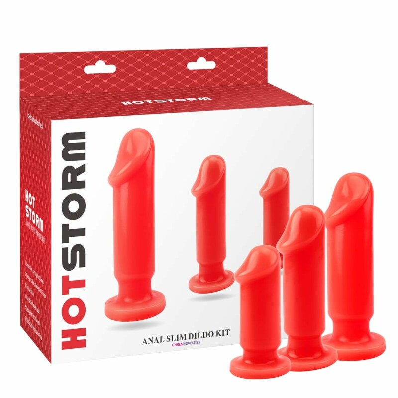 Набір анальних пробок Chisa Hotstorm, з віброкулею, червоні, 3 шт.
