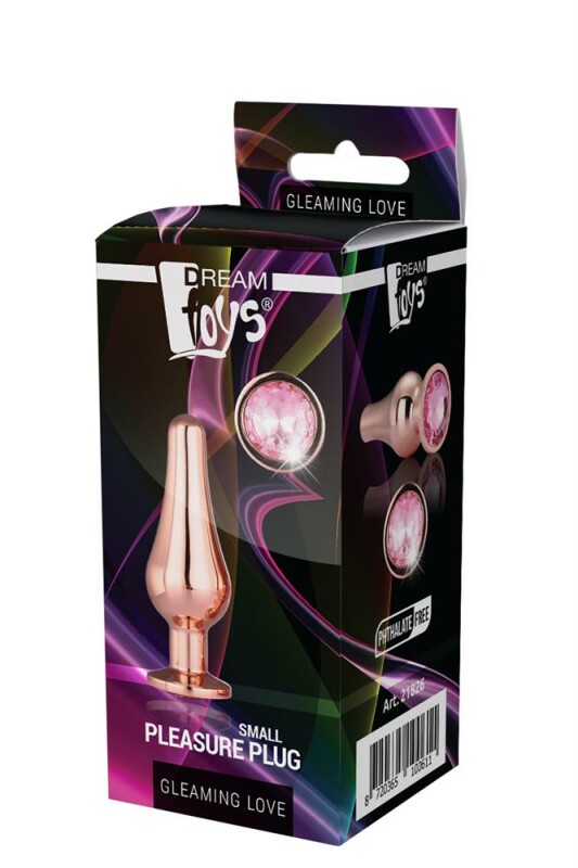 Анальна пробка, S, конічної форми Dream Toys з рожевим стразами, золота - Зображення 5