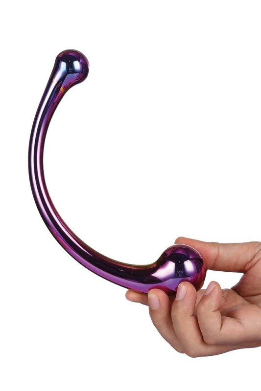 Фалоімітатор  вигнутий Dream Toys Glamour Glass скляний, різнокольоровий, 17 х 3.3 см - Изображение 3