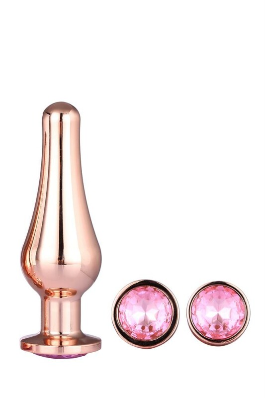 Набір анальних пробок Dream Toys Gleaming Love з рожевими каменями, золотий, 3 шт - Зображення 3