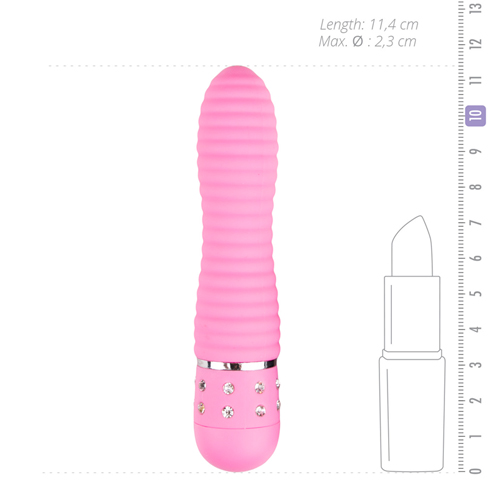Мінівібратор Easytoys з кристалами, рожевий, 11.4 х 2.4 см - Изображение 2