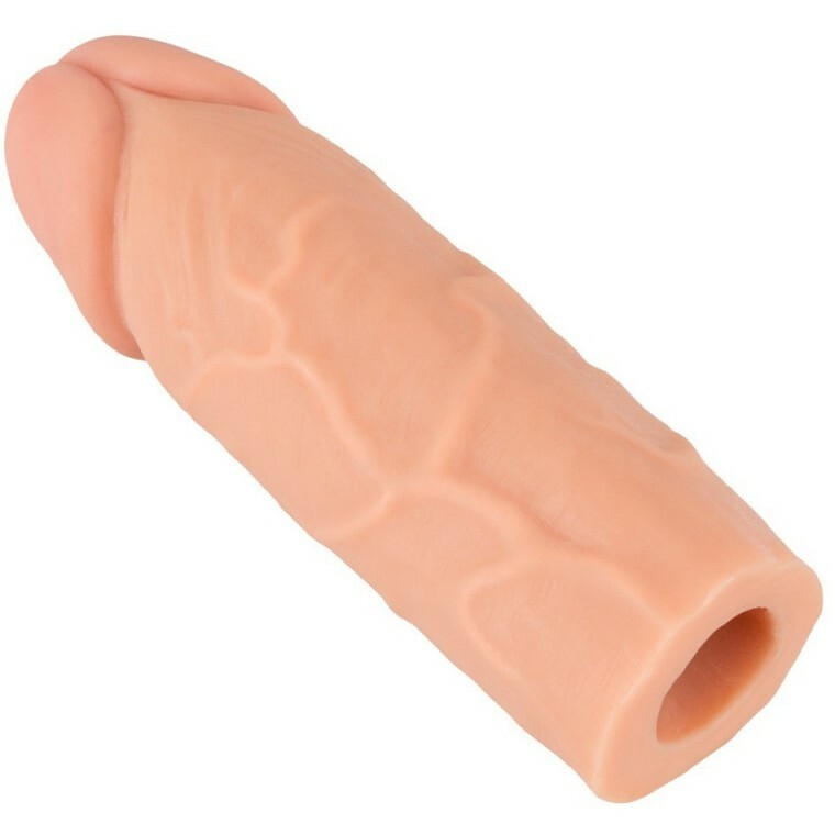 Насадка на пеніс Nature Skin подовжуюча, бежева, 15.5 х 2.5 см - Зображення 1