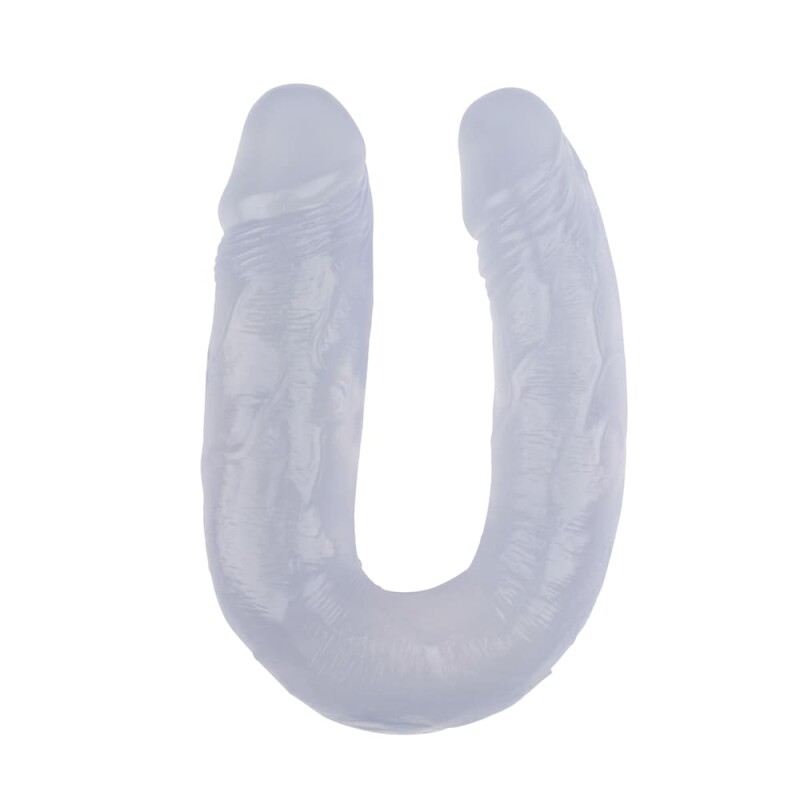 Фалоімітатор двосторонній Chisa Hi-Rubber, прозорий, 18 х 4 см/17 х 3.5 см - Зображення 1