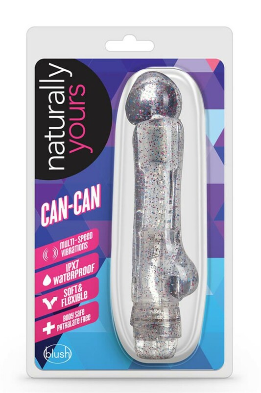 Вібратор багатошвидкісний Naturally Yours Can-Can, сріблястий з блискітками, 17.7 см х 3.8 см - Изображение 1