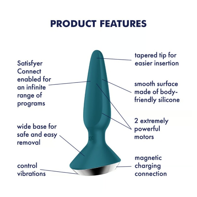 Анальний вібратор Satisfyer Plug-ilicious 1 з додатком, зелений, 13.5 х 4.3 см - Изображение 4