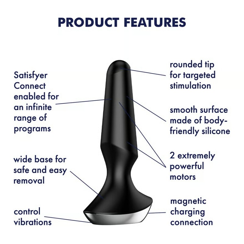 Анальний вібратор Satisfyer Plug-ilicious 2 з додатком, чорний, 13.5 х 4 см - Изображение 5
