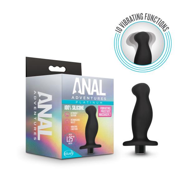 Масажер простати Blush Anal Adventures з вібрацією, чорний, 10.7 см х 3.1 см - Зображення 2