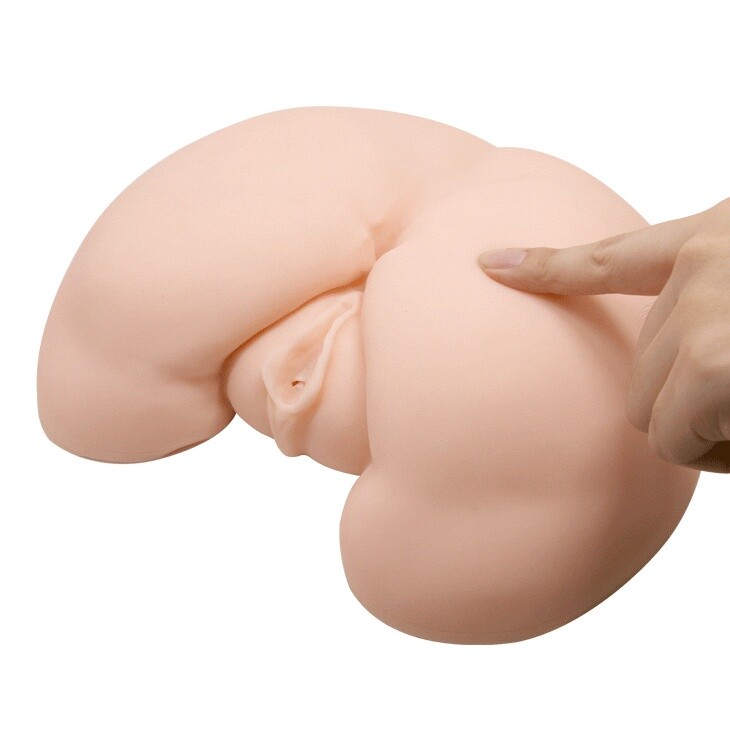 Мастурбатор вагіна та анус CRAZY BULL з вібрацією, бежевий, 25 х 22 см - Зображення 5