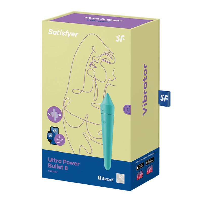 Віброкуля силіконова Satisfyer Ultra Power Bullet 8 з додатком, бірюзова, 14 х 2.7 см - Изображение 1