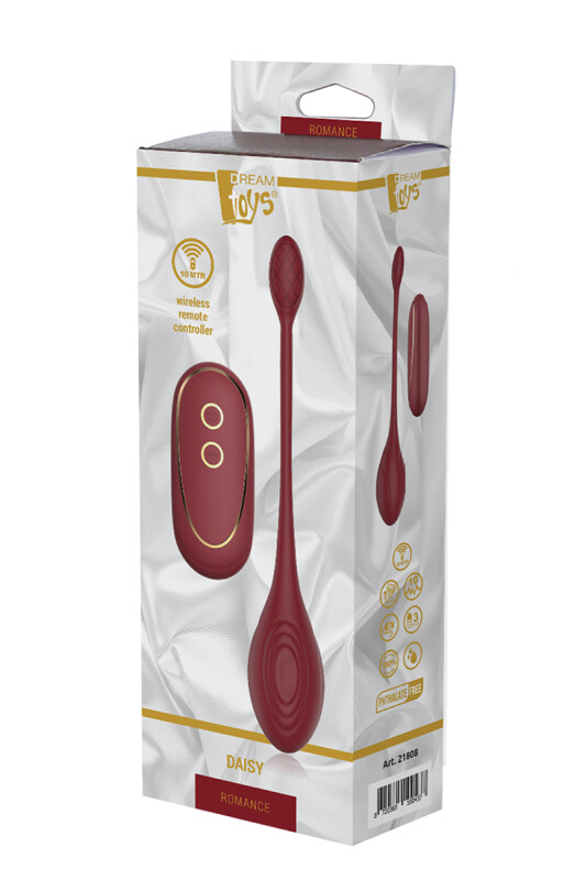 Віброяйце Dream Toys Romance з пультом, бордове, 23 х 3.8 см - Зображення 1