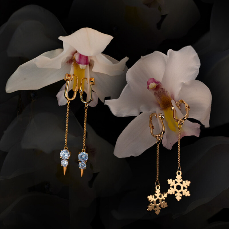 Прикраси для клітора та статевих губ UPKO Non-pierced Jewelry Snowman з гірським кришталем, золоті