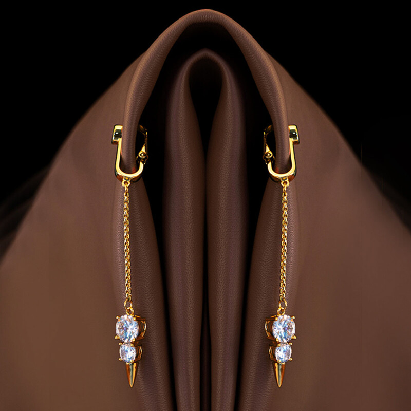 Прикраси для клітора та статевих губ UPKO Non-pierced Jewelry Snowman з гірським кришталем, золоті - Изображение 2