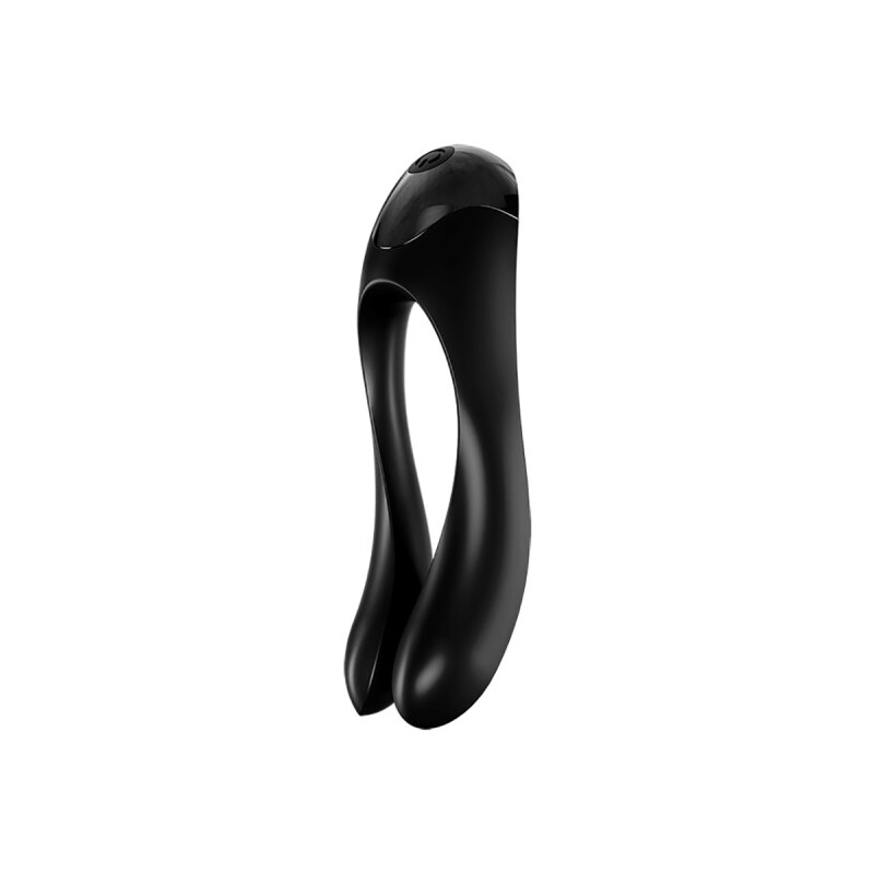 Вібратор на палець Satisfyer Candy Cane із двома ніжками, чорний, 12 х 3.5 см