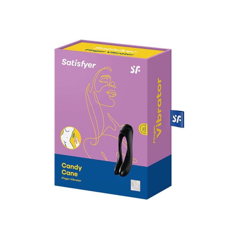 Вібратор на палець Satisfyer Candy Cane із двома ніжками, чорний, 12 х 3.5 см - Зображення 1