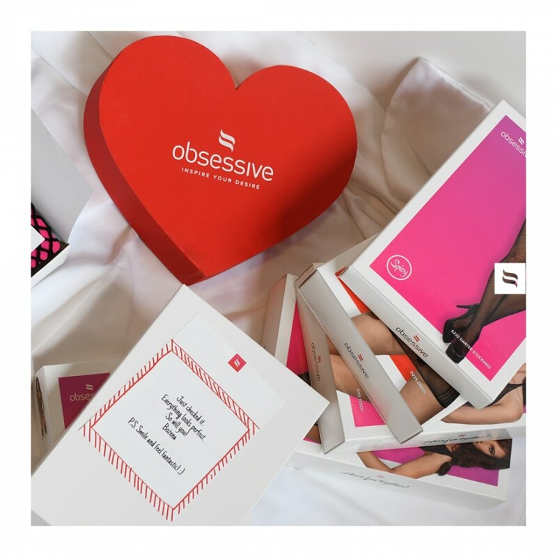 Комплект мереживний Obsessive Luvae чорний, розмір L/XL - Зображення 6