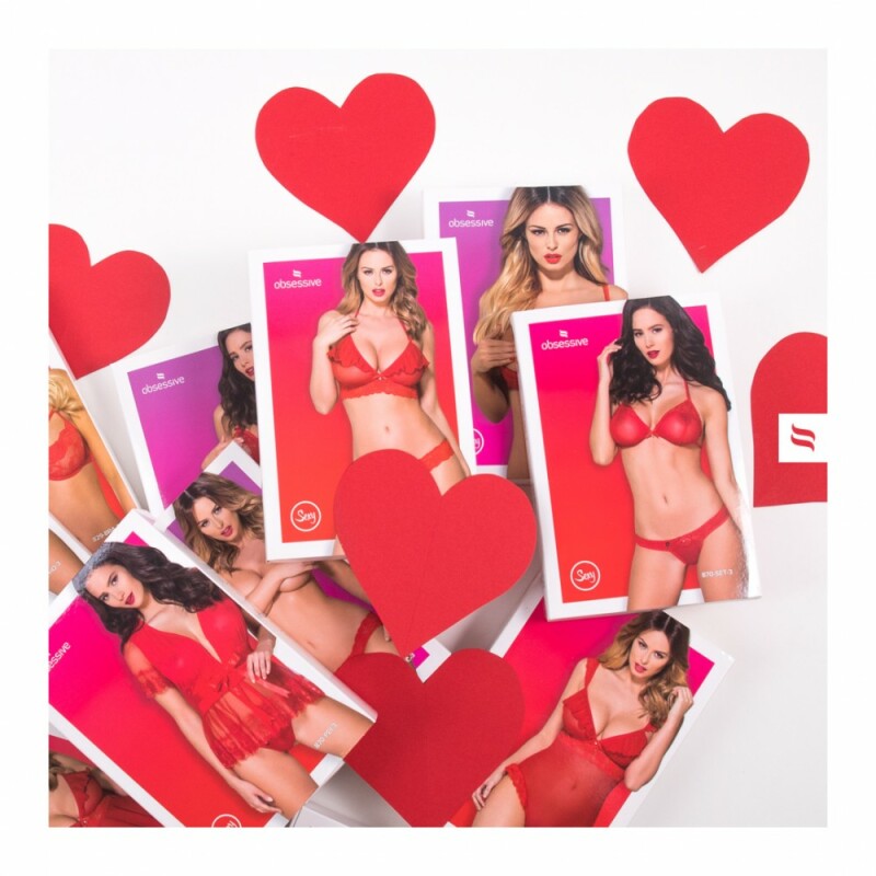 Еротичний комплект із яскравими елементами Obsessive бежевий, рожевий, S/M - Зображення 7