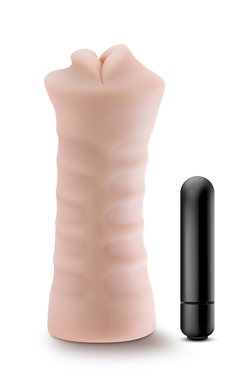 Мастурбатор-рот Blush M for Men Angie з віброкулею, бежевий, 12.9 х 4.3 см - Зображення 2