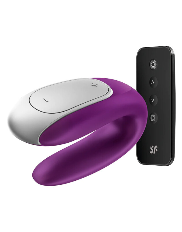Вібратор для пар Satisfyer Double Fun з пультом та додатком, фіолетовий, 9.4 х 4.2 см
