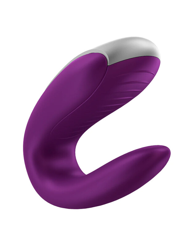 Вібратор для пар Satisfyer Double Fun з пультом та додатком, фіолетовий, 9.4 х 4.2 см - Зображення 3