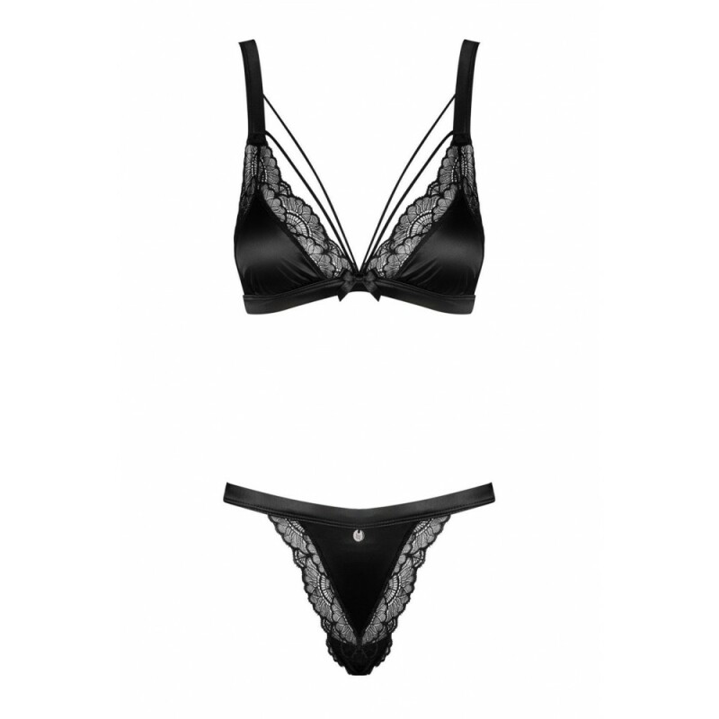 Комплект сексуальний Obsessive Eloissa з мереживом, чорний, розмір L/XL - Зображення 3