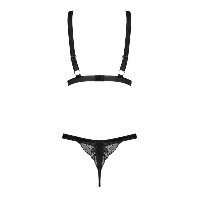 Комплект сексуальний Obsessive Eloissa з мереживом, чорний, розмір L/XL - Зображення 4