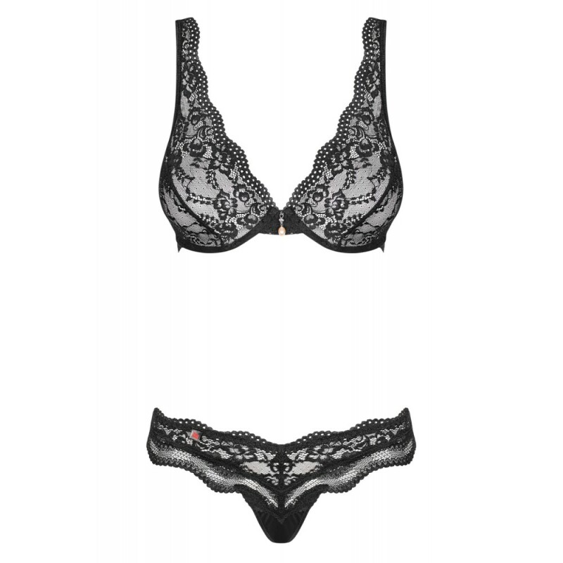 Комплект мереживний Obsessive Luvae чорний, розмір L/XL - Зображення 4