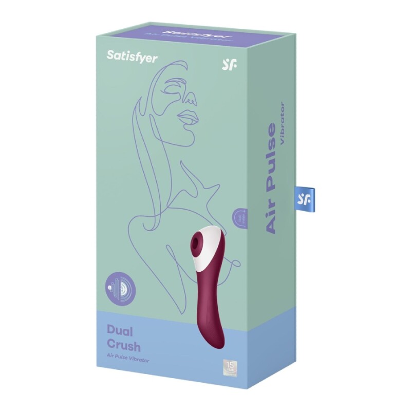 Вакуумний стумулятор клітора Satisfyer Dual Crush з вібрацією, бордовий, 17 х 5.5 см - Зображення 1