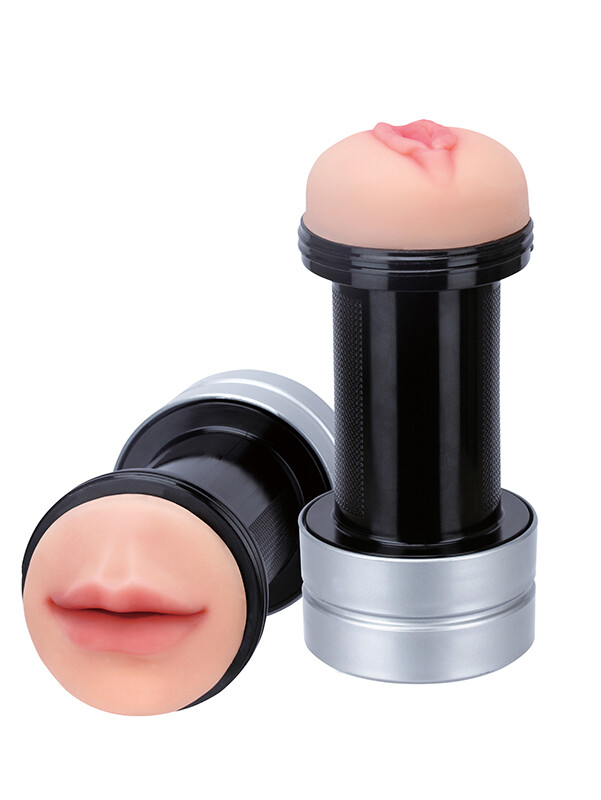 Мастурбатор подвійний Dreamtoys RealStuff рот та вагіна, бежевий, 17.8 х 7.9 см