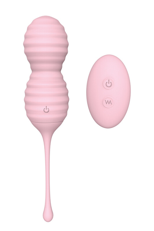 Вагінальні кульки з дистанційним пультом Dream Toys на жорсткій зчіпці, рожеві, 17.3 х 3.7 см