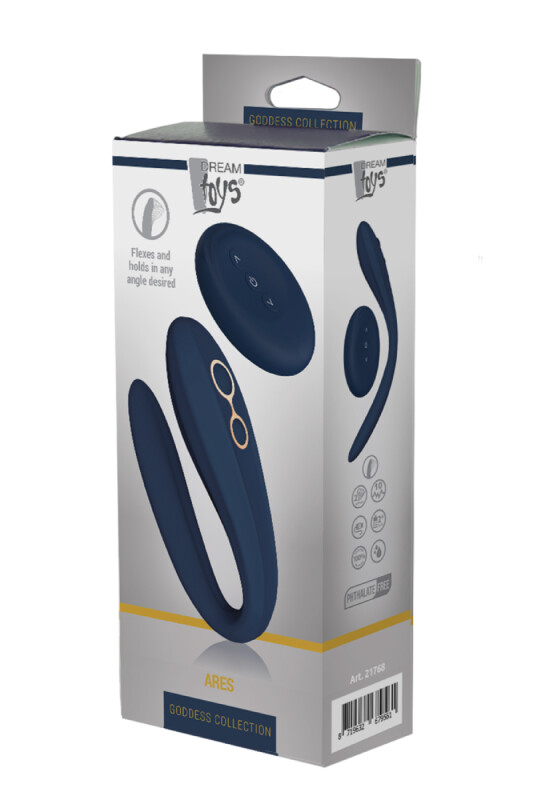 Вібратор для пар Dream Toys з дистанційним пультом, синій, 20 х 2.4 см - Зображення 1
