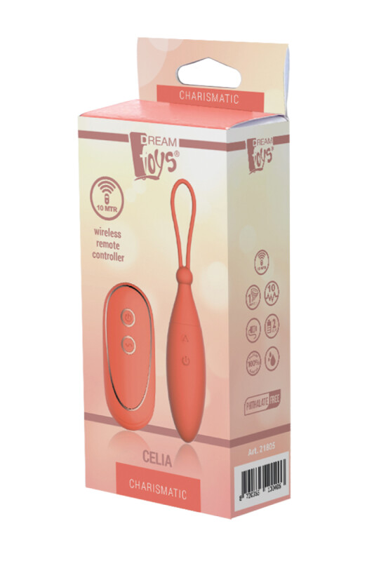 Віброяйце з дистанційним керуванням Dream Toys коралове, 15.5 х 3 см - Изображение 7