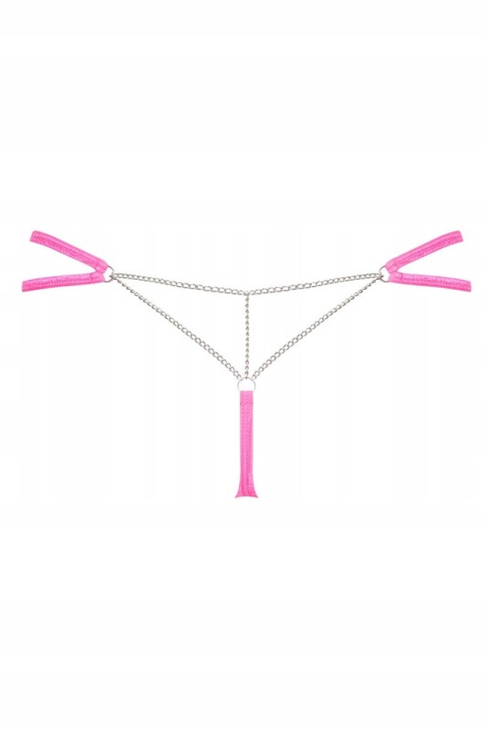 Сексуальні стрінги з ланцюжком Obsessive Chainty рожевого кольору, L/XL - Изображение 5