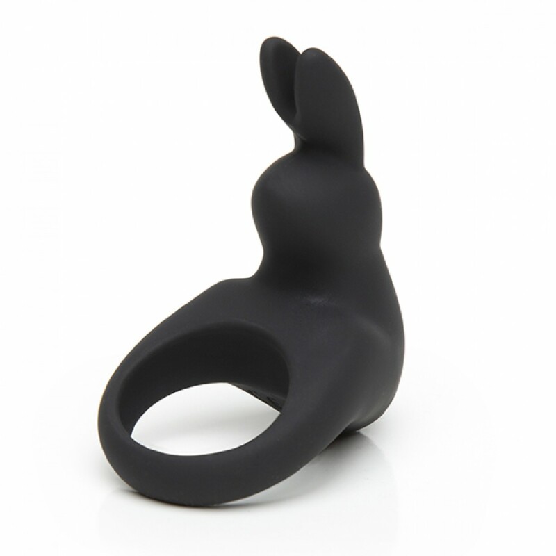 Ерекційне кільце Happy Rabbit з вібрацією, чорне, 3.2 см
