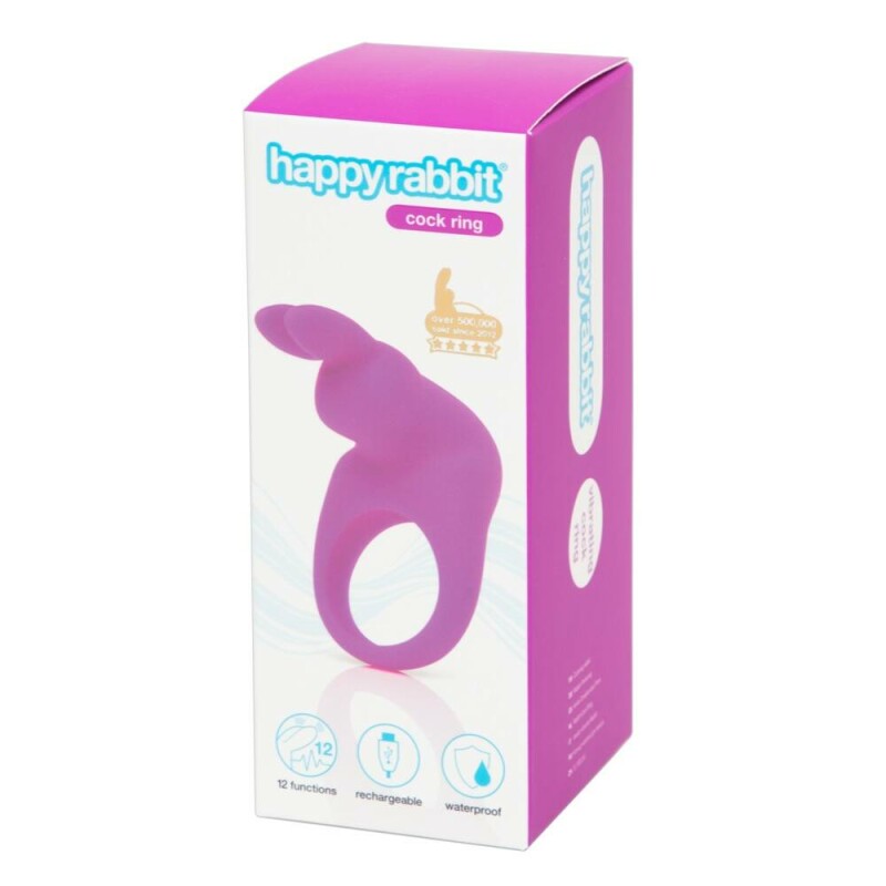 Ерекційне кільце Happy Rabbit з вібрацією, фіолетове, 3.2 см - Изображение 2