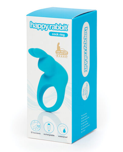 Ерекційне кільце Happy Rabbit з вібрацією, блакитне, 3.2 см - Изображение 2