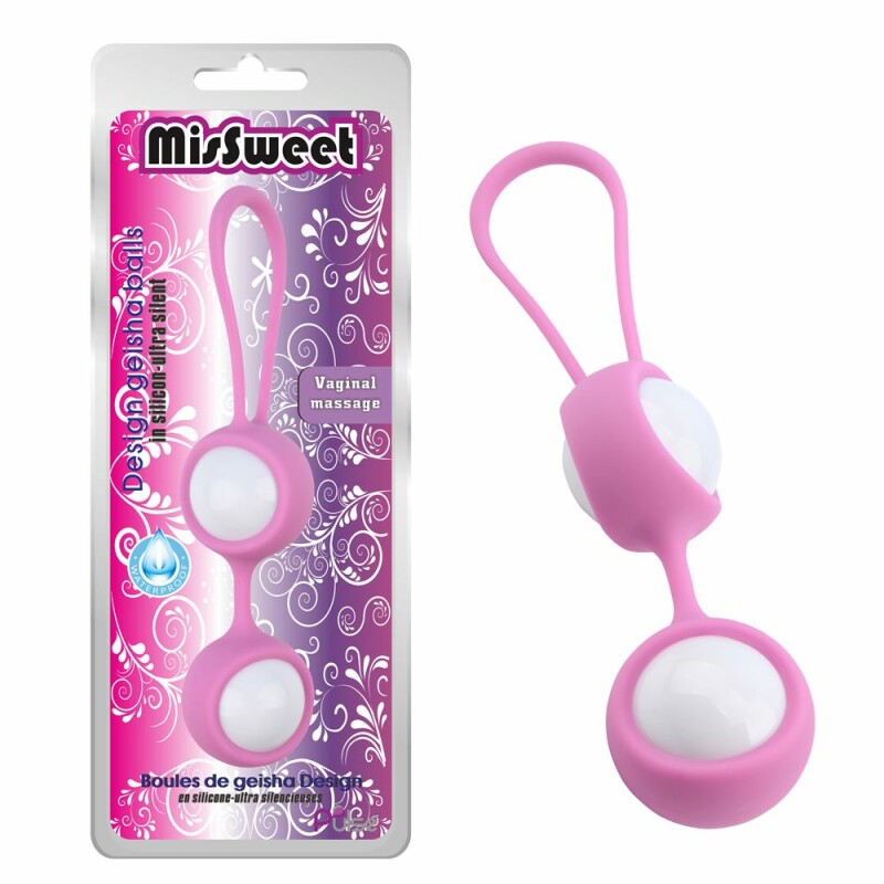 Вагінальні кульки Chisa Geisha Balls на м'якій зчіпці, рожеві, 17 х 3.4 см