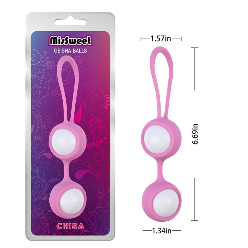 Вагінальні кульки Chisa Geisha Balls на м'якій зчіпці, рожеві, 17 х 3.4 см - Зображення 4
