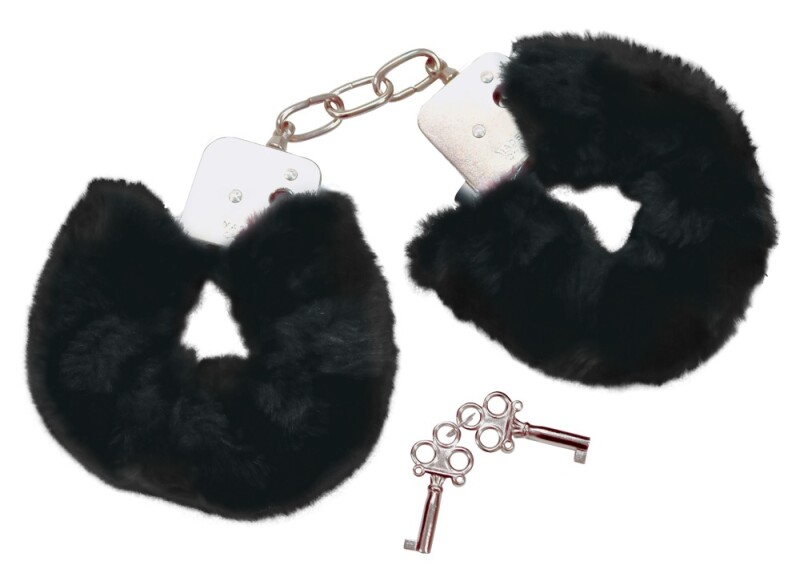 Наручники із чорним хутром Bad Kitty Handcuffs, метал - Изображение 1