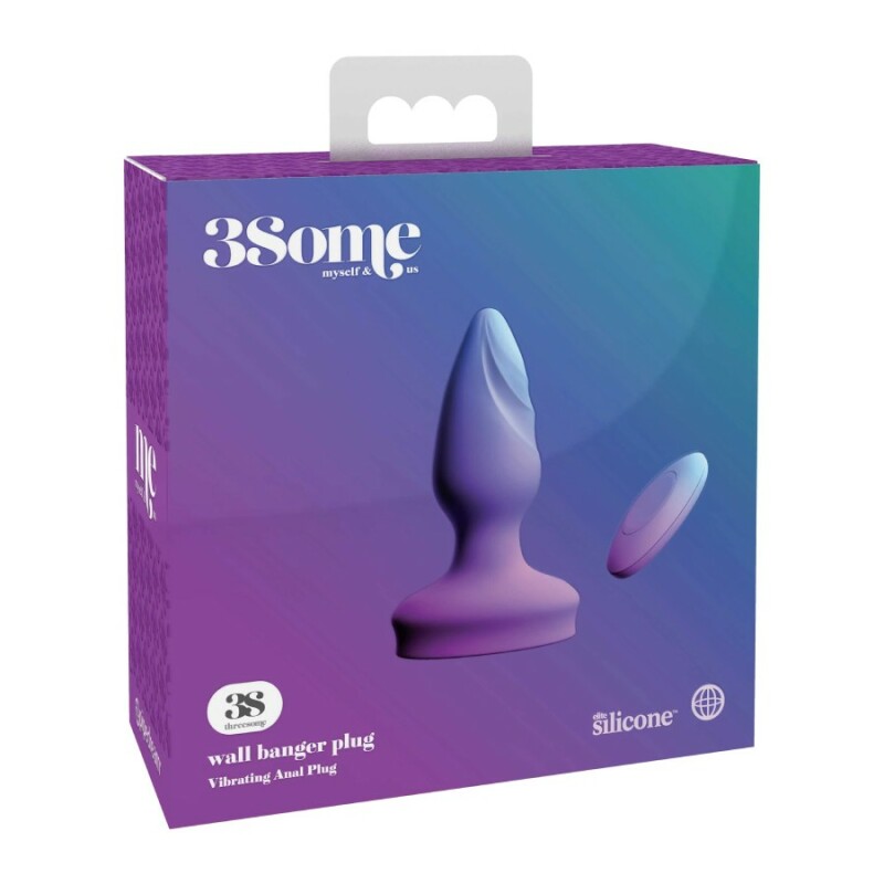Анальна пробка з вібрацією Pipedream 3Some Wall Banger Plug, фіолетова, 12 х 3.8 см