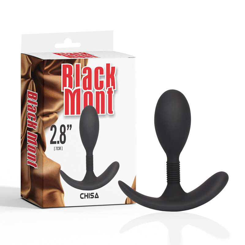 Анальна пробка з рельєфною ніжкою Chisa Black Mont чорна, 8.6 х 2.7 см