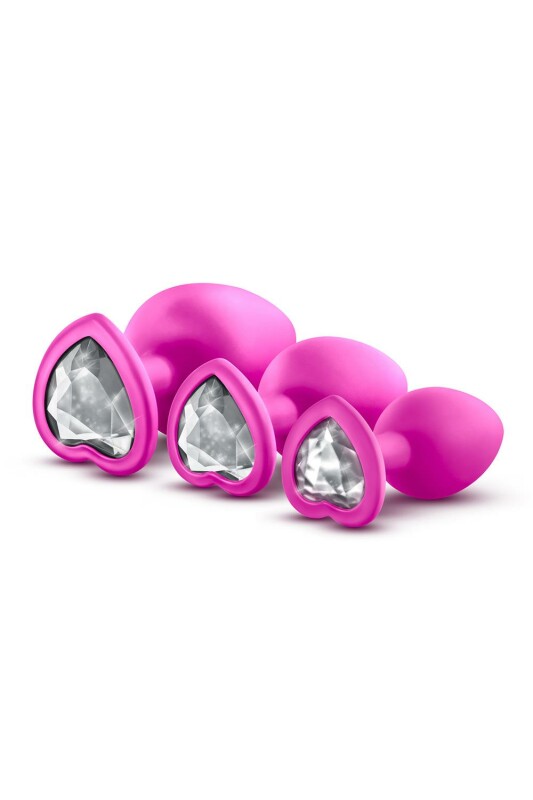 Набір анальних пробок з рожевими каменями LUXE BLING PLUGS, 3 шт