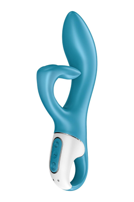 Вібратор-кролик Satisfyer Embrace me із потрійним кліторальним відростком, блакитний, 21.2 х 4.6 см