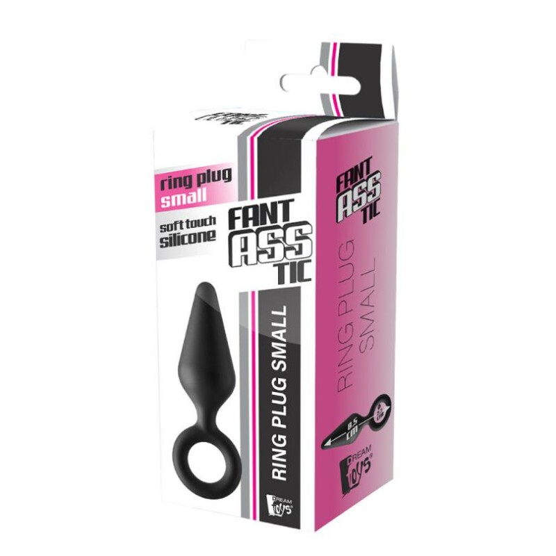 Анальна пробка Dream Toys Fantasstic з кільцем, чорна, 8.5 х 2.3 см